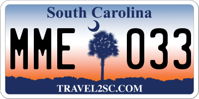 SC license plate MME033