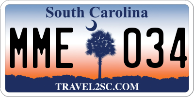 SC license plate MME034