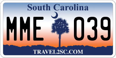 SC license plate MME039