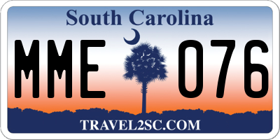 SC license plate MME076