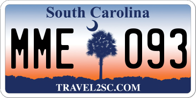 SC license plate MME093