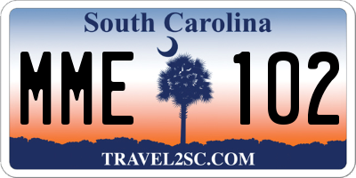 SC license plate MME102