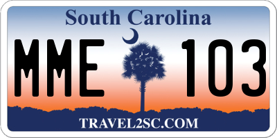 SC license plate MME103