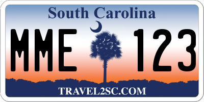 SC license plate MME123