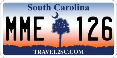 SC license plate MME126