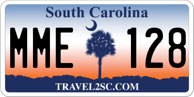 SC license plate MME128