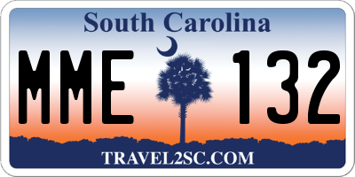 SC license plate MME132