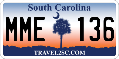 SC license plate MME136