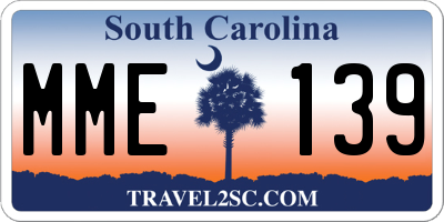 SC license plate MME139