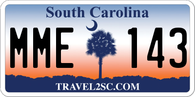 SC license plate MME143