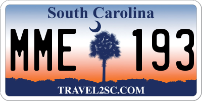 SC license plate MME193