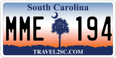 SC license plate MME194