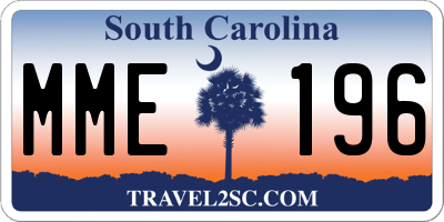 SC license plate MME196