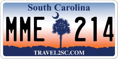 SC license plate MME214