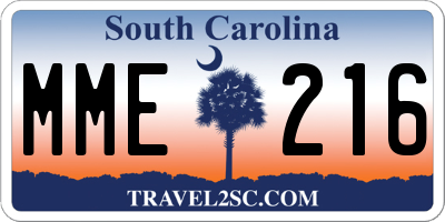 SC license plate MME216