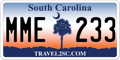 SC license plate MME233