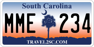 SC license plate MME234