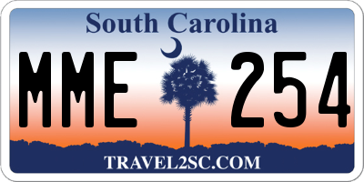 SC license plate MME254