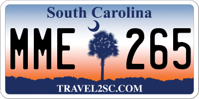 SC license plate MME265
