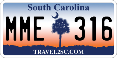 SC license plate MME316