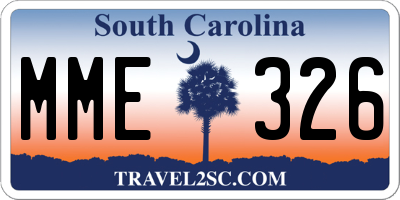SC license plate MME326