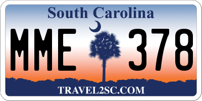 SC license plate MME378