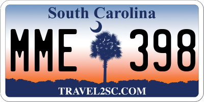 SC license plate MME398