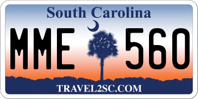 SC license plate MME560