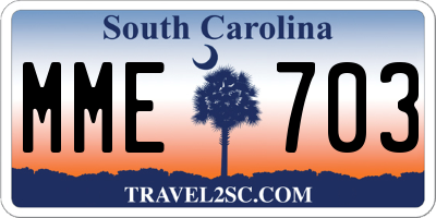SC license plate MME703