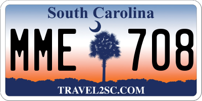 SC license plate MME708