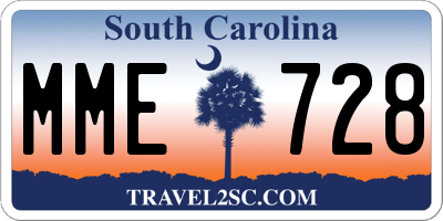 SC license plate MME728