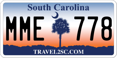 SC license plate MME778