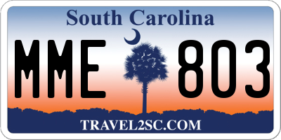 SC license plate MME803