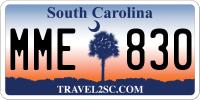 SC license plate MME830
