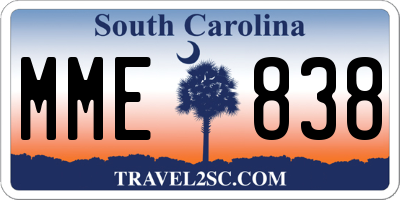 SC license plate MME838