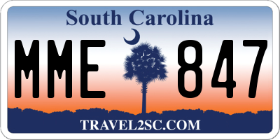 SC license plate MME847