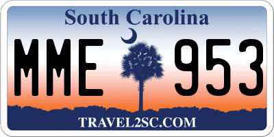 SC license plate MME953