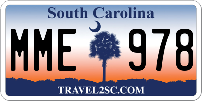 SC license plate MME978