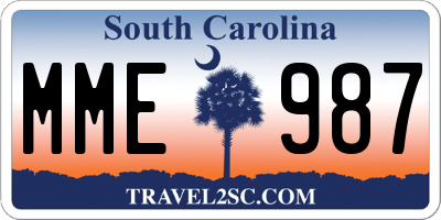 SC license plate MME987
