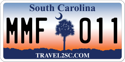 SC license plate MMF011