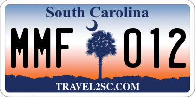 SC license plate MMF012