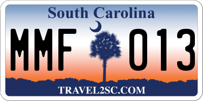SC license plate MMF013