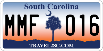 SC license plate MMF016