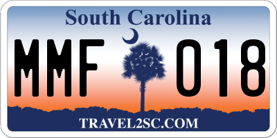 SC license plate MMF018