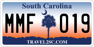 SC license plate MMF019