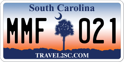SC license plate MMF021