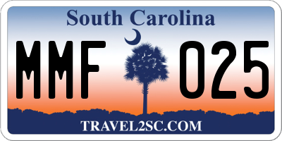 SC license plate MMF025