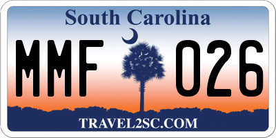 SC license plate MMF026