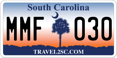 SC license plate MMF030