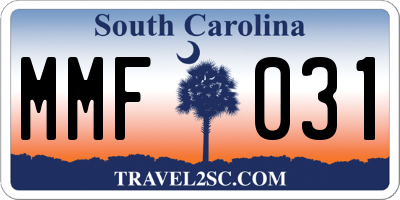 SC license plate MMF031